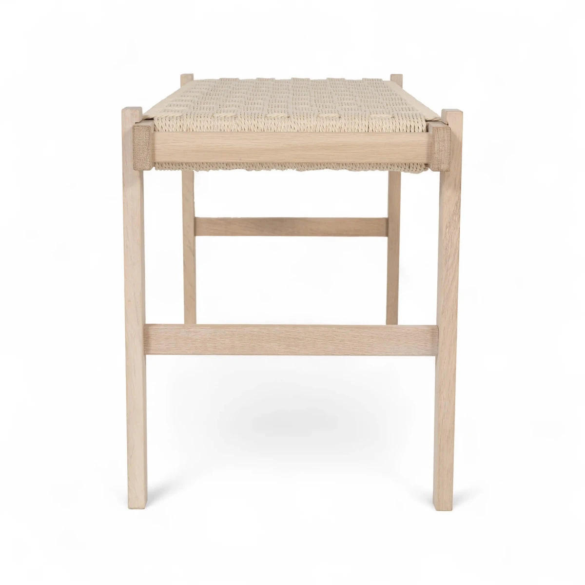 SITZBANK 90/36/45 cm Rattan / Eiche Eiche bianco - Eiche Bianco/Eichefarben, Holz/Papier (90/45/36cm) - Furnhouse