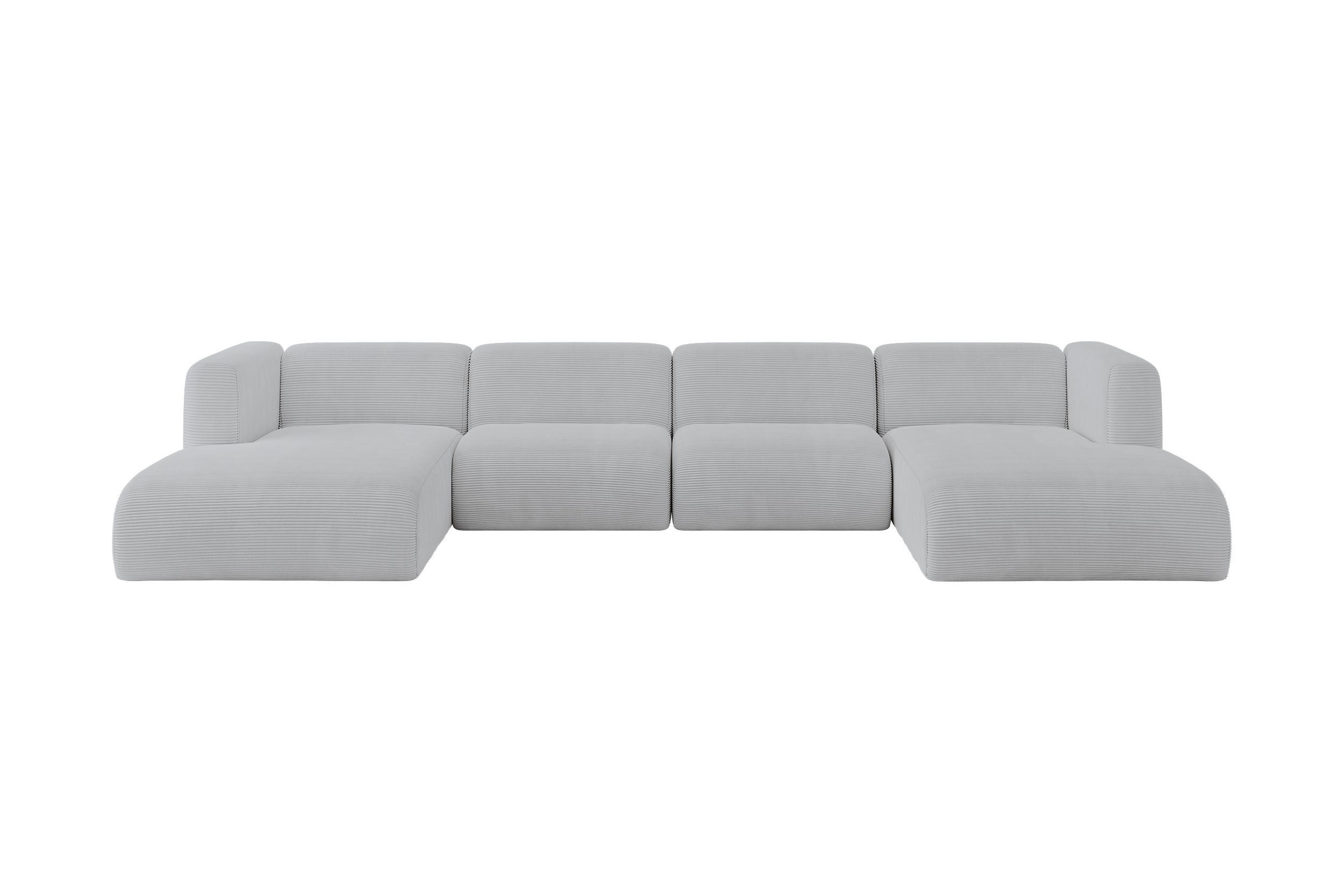 WOHNLANDSCHAFT MIRA-U2 408x179x70 Grau Cord - Blaugrau/Schwarz, Holzwerkstoff/Kunststoff (408/70/179cm) - ALTDECOR