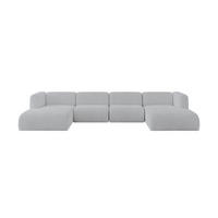 WOHNLANDSCHAFT MIRA-U2 408x179x70 Grau Cord - Blaugrau/Schwarz, Holzwerkstoff/Kunststoff (408/70/179cm) - ALTDECOR