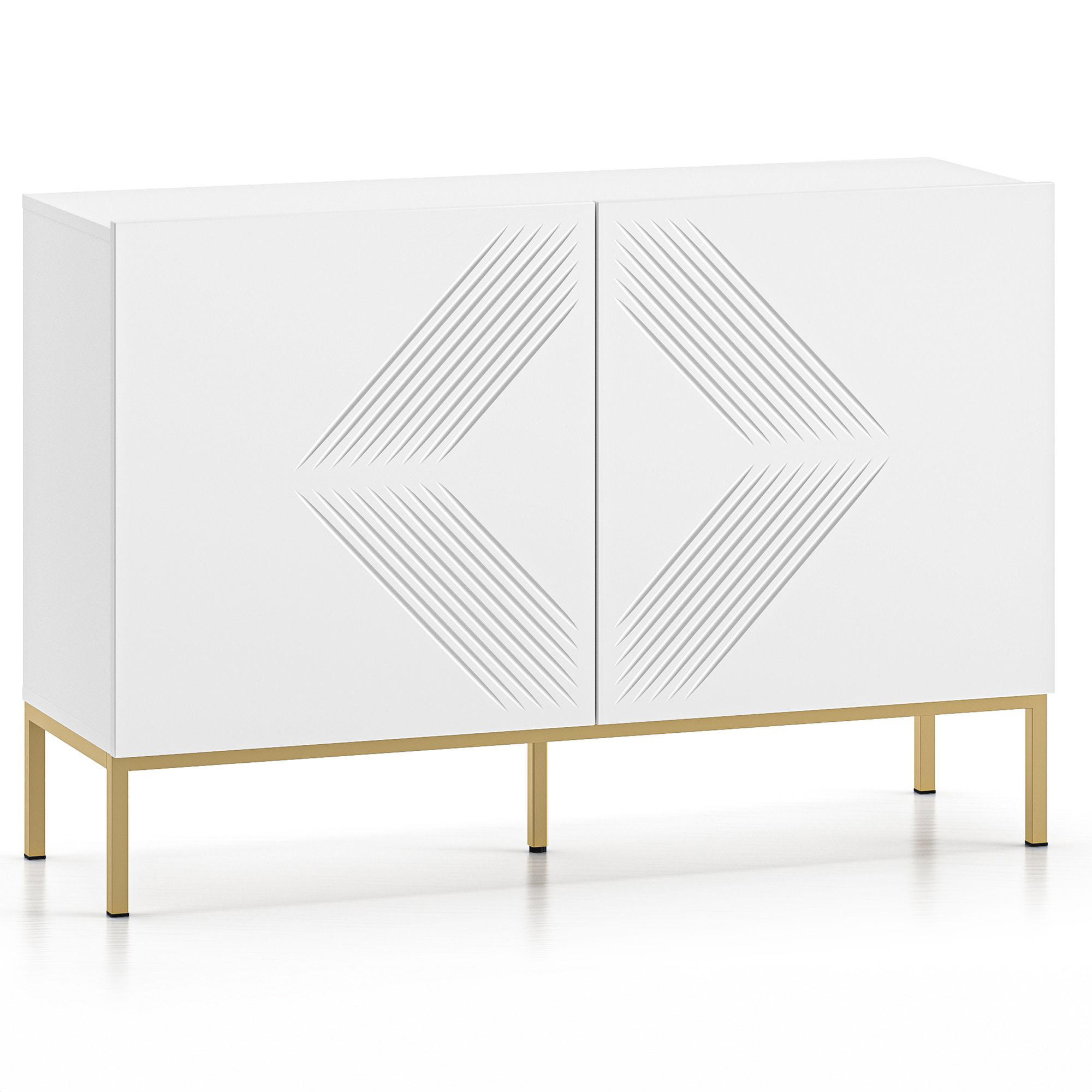 KOMMODE NEBRO,Weiß/Goldfarben - Goldfarben/Weiß, Holzwerkstoff (114/77/37cm) - KONSIMO®