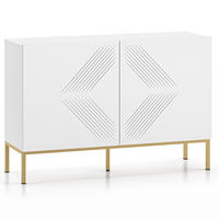 KOMMODE NEBRO,Weiß/Goldfarben - Goldfarben/Weiß, Holzwerkstoff (114/77/37cm) - KONSIMO®