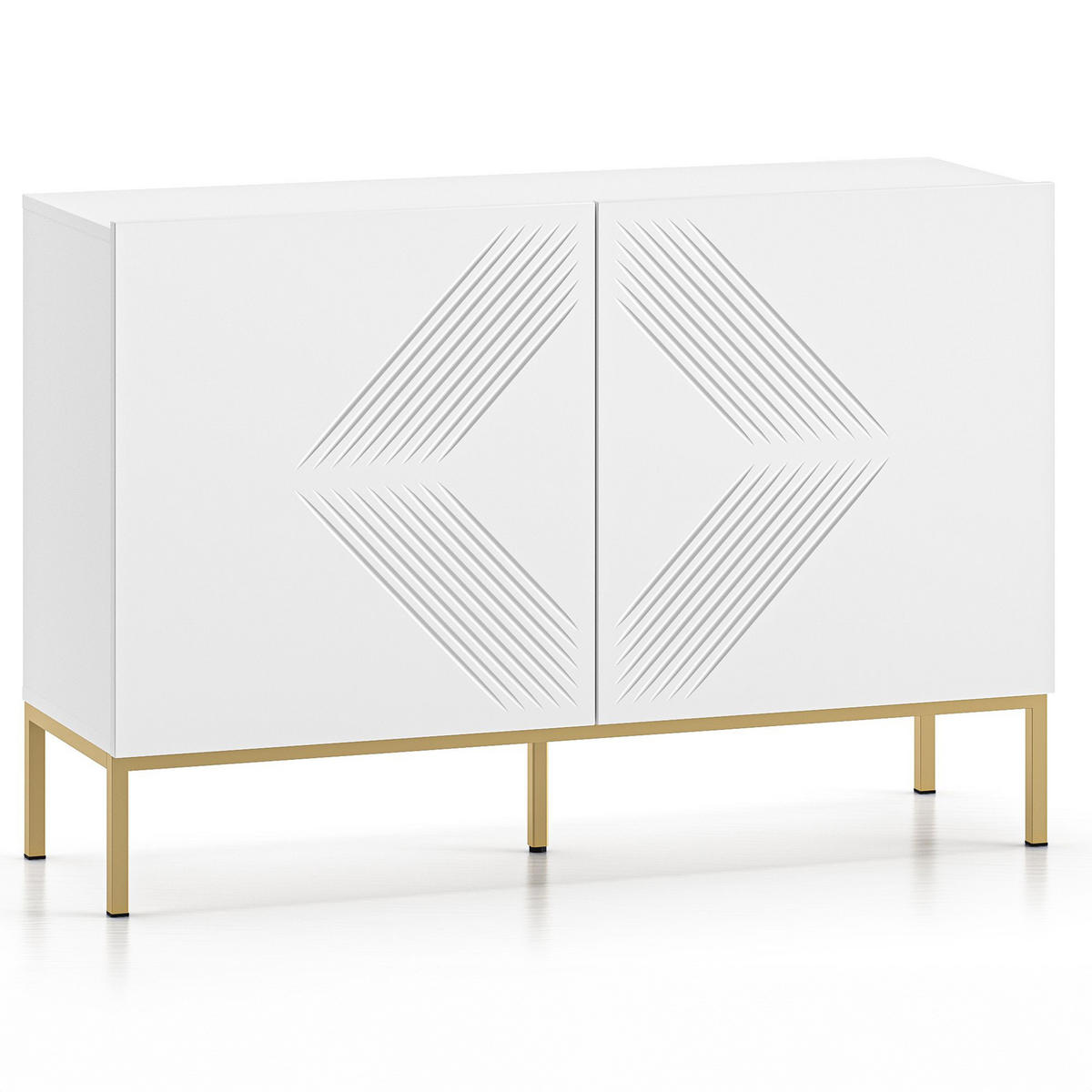 KOMMODE NEBRO,Weiß/Goldfarben - Goldfarben/Weiß, Holzwerkstoff (114/77/37cm) - KONSIMO®