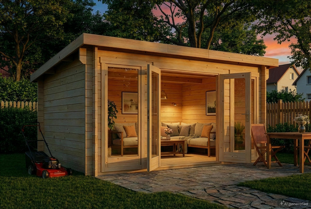 GARTENHAUS Holz Atrium Compact - Naturfarben, Holz (440/230/340cm) - Alpholz