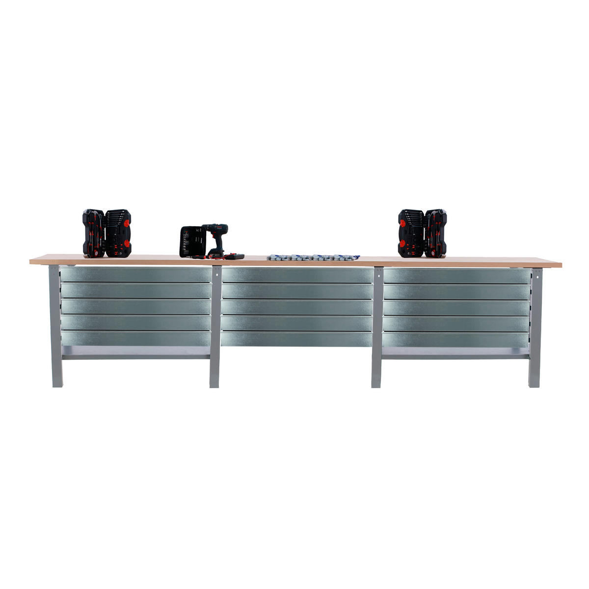 WERKBANK Buffalo Wood mit 15x Schublade HxBxT 86,5 x 300 x 75 cm Traglast 1000 kg Grau - Grau, Metall (300/86.5/75cm) - PROREGAL
