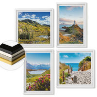 WANDBILDER 4er-Set - 50x50 cm & 40x60 cm Weißer Rahmen - Strand, Leuchtturm, Berge, Wiesen, Blumen - Weiß, Kunststoff (50/50cm) - ArtPrintCave