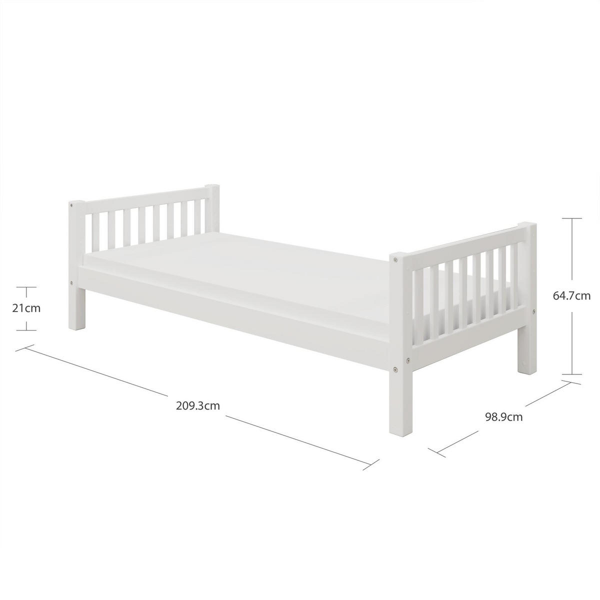 KINDERBETT NORDIC DREAM Weiß 209x99x65 cm - Weiß, Holz - FURNLUX