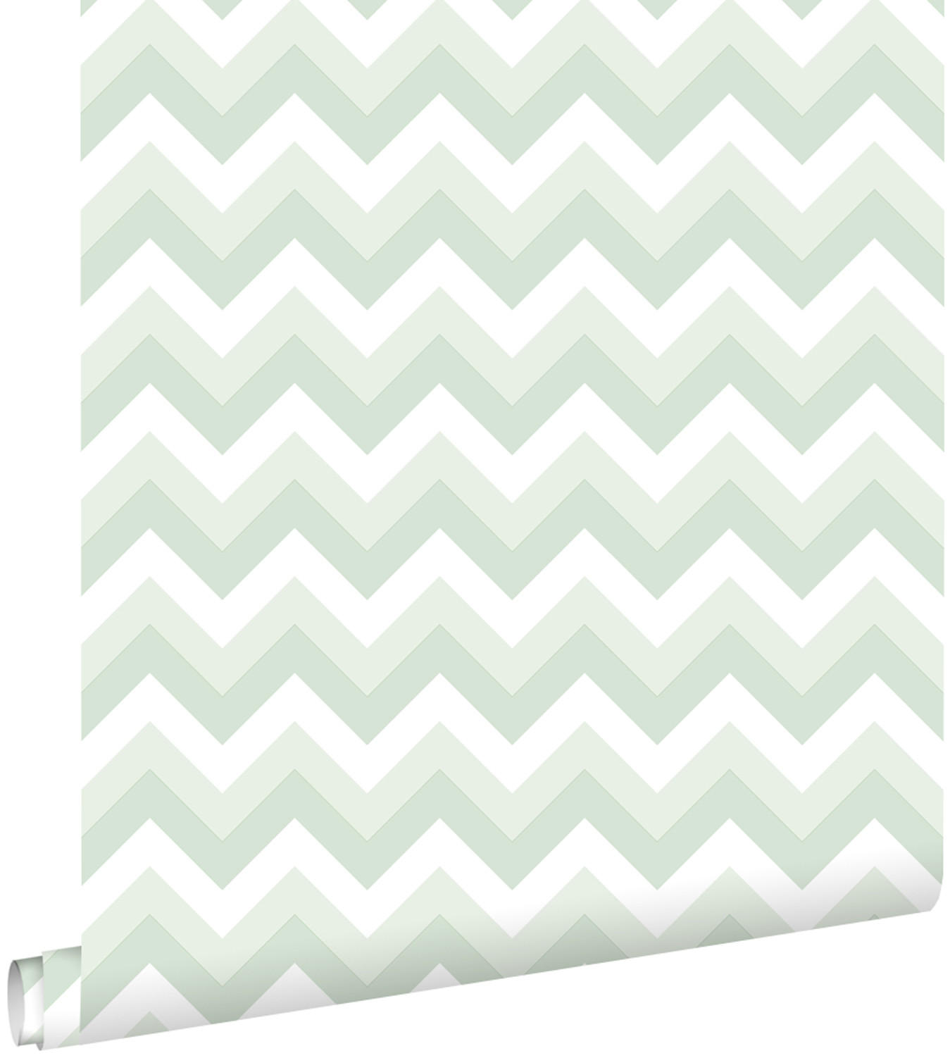 TAPETE Zickzack-Motiv 53 cm x 10.05 m - Grün, Papier (53/0.1cm) - ESTAhome