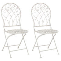 GARTENSTUHL 2er-Set Metall cremeweiß Stiffe - Weiß, Metall (40/95/46cm) - Beliani