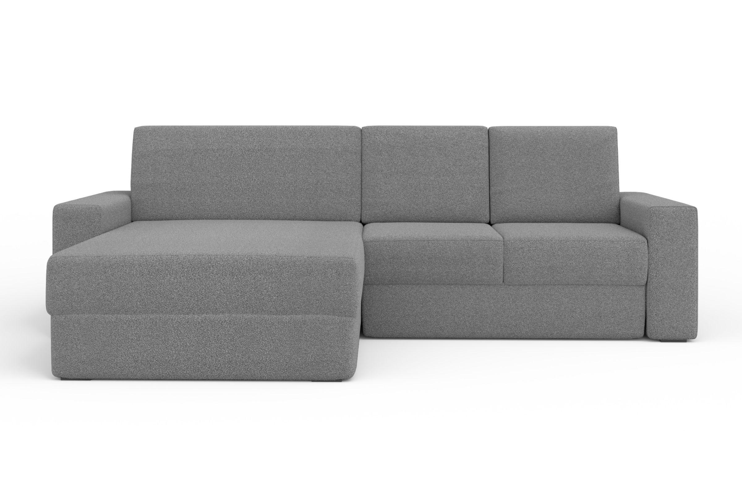 ECKSOFA TOCO XL 275/170 cm in Boucle Dunkelgrau links - Creme, Holz/Holzwerkstoff (275/170cm) - Deine Möbel 24