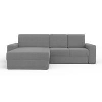 ECKSOFA TOCO XL 275/170 cm in Boucle Dunkelgrau links - Creme, Holz/Holzwerkstoff (275/170cm) - Deine Möbel 24