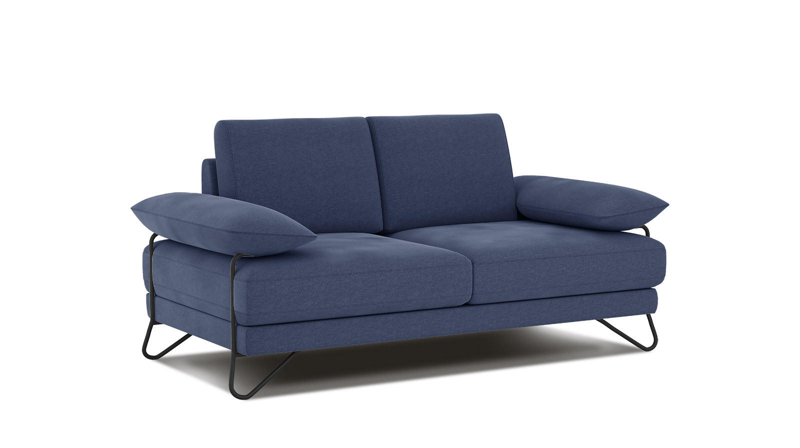 SOFA LORI 2-Sitzer, blau - Blau/Schwarz, Holzwerkstoff/Textil (185/87/96cm) - Courtois Laville