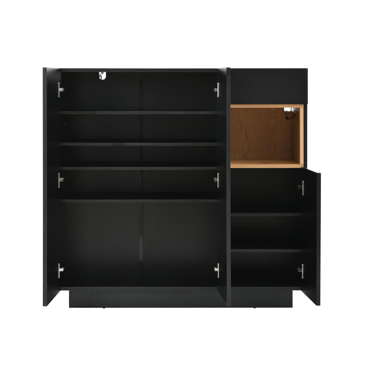 SCHUHSCHRANK 105/100,5/39,5 cm Schwarz und Natur aus Spanplatte mit LED-Beleuchtung - Schwarz, Holzwerkstoff (105/100/39cm) - OKMYHOME