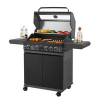 GASGRILL Savannah schwarz 4+1 - Schwarz, Metall (133/114/57cm) - Juskys