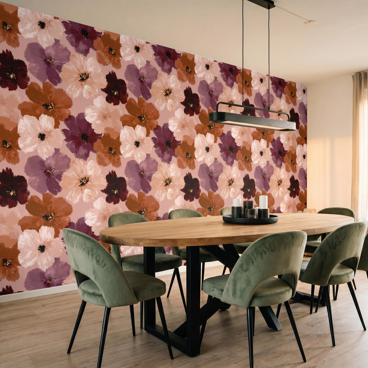 TAPETE - Blumen - Abstrakt - Erdtöne - 350x200 cm - Multicolor, Papier (350/200cm) - OnlyWow