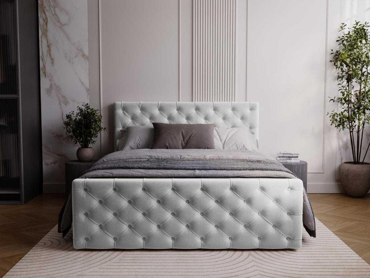 BOXBETT Montego 180x200 Hellgrau - Hellgrau, Holz/Textil (180/200cm) - Graingold