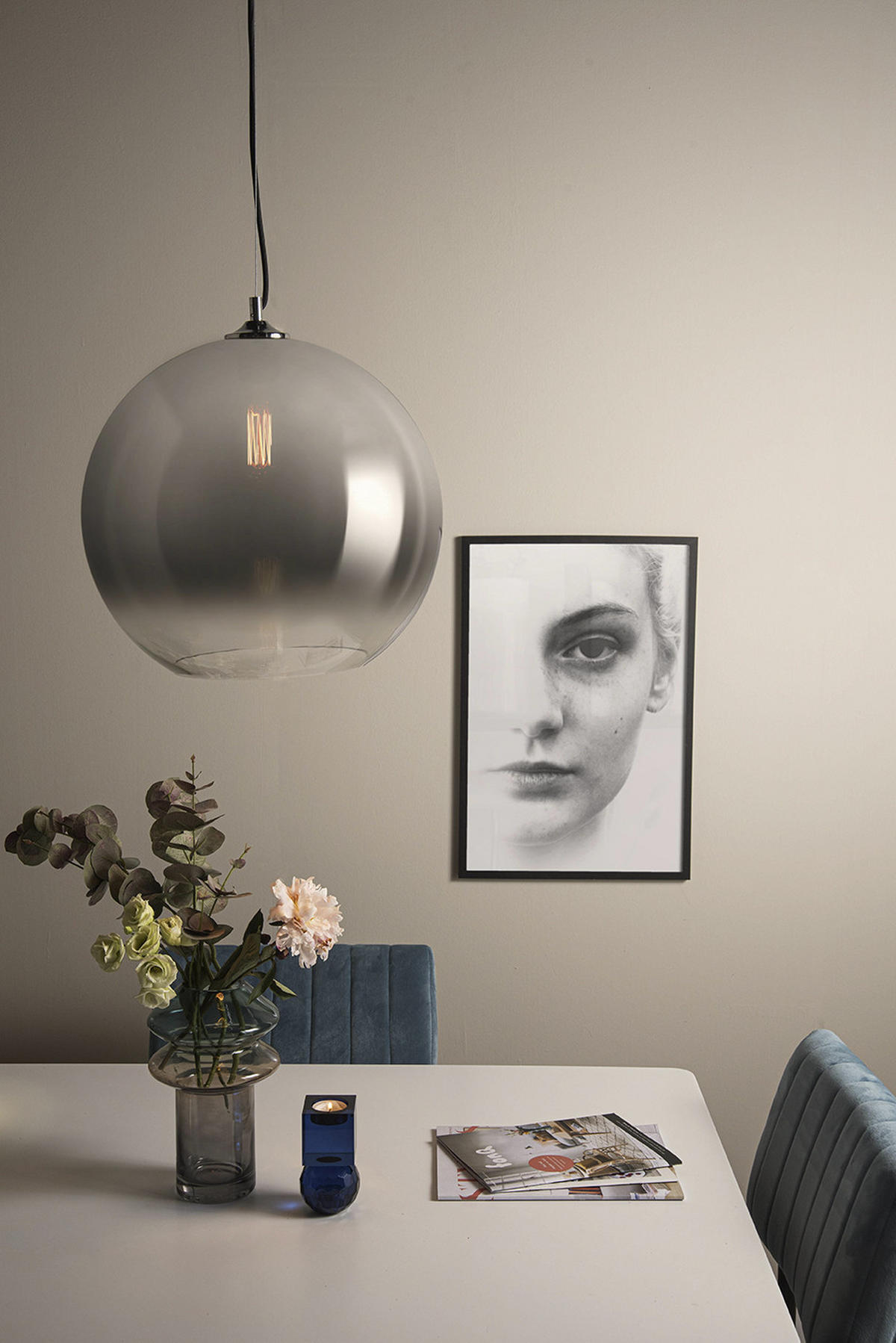 LAMPE Glas Bubble 150 cm - Silberfarben, Glas (40/40/36.5cm) - Leitmotiv