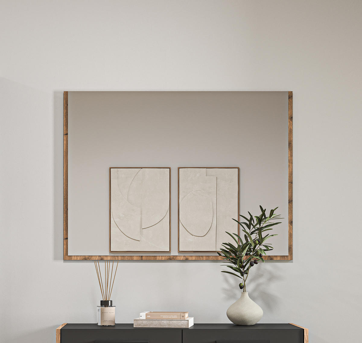 SPIEGEL BUENO (B/H/T: ca. 95/70/2 cm) in Basalt grau/Basalt grau - Grau, Glas (95/70/2cm)