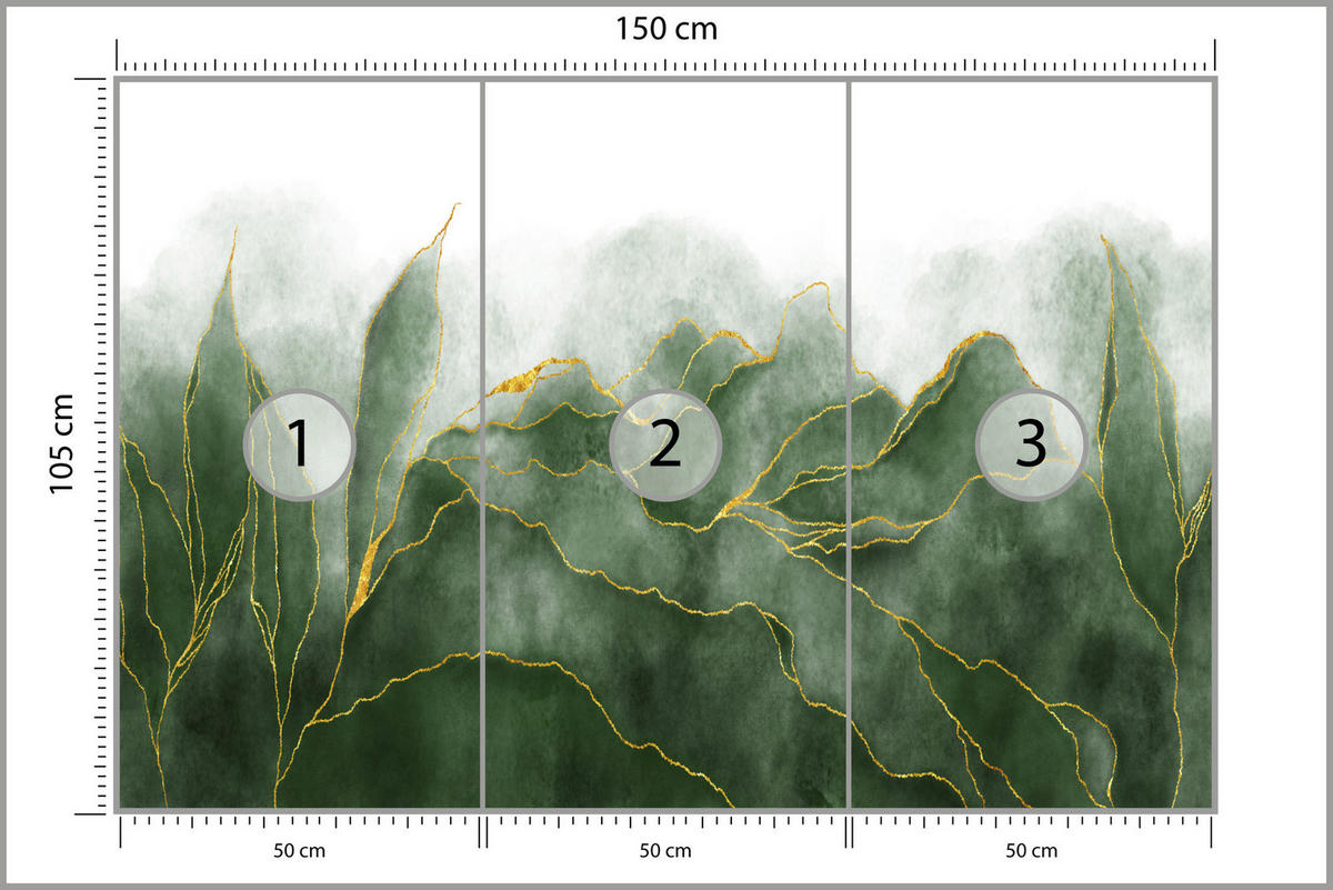 FOTOTAPETE Abstrakte Blätter Glamour Stil 150x105 - Gelb/Weiß, Papier (150/105cm) - Muralo