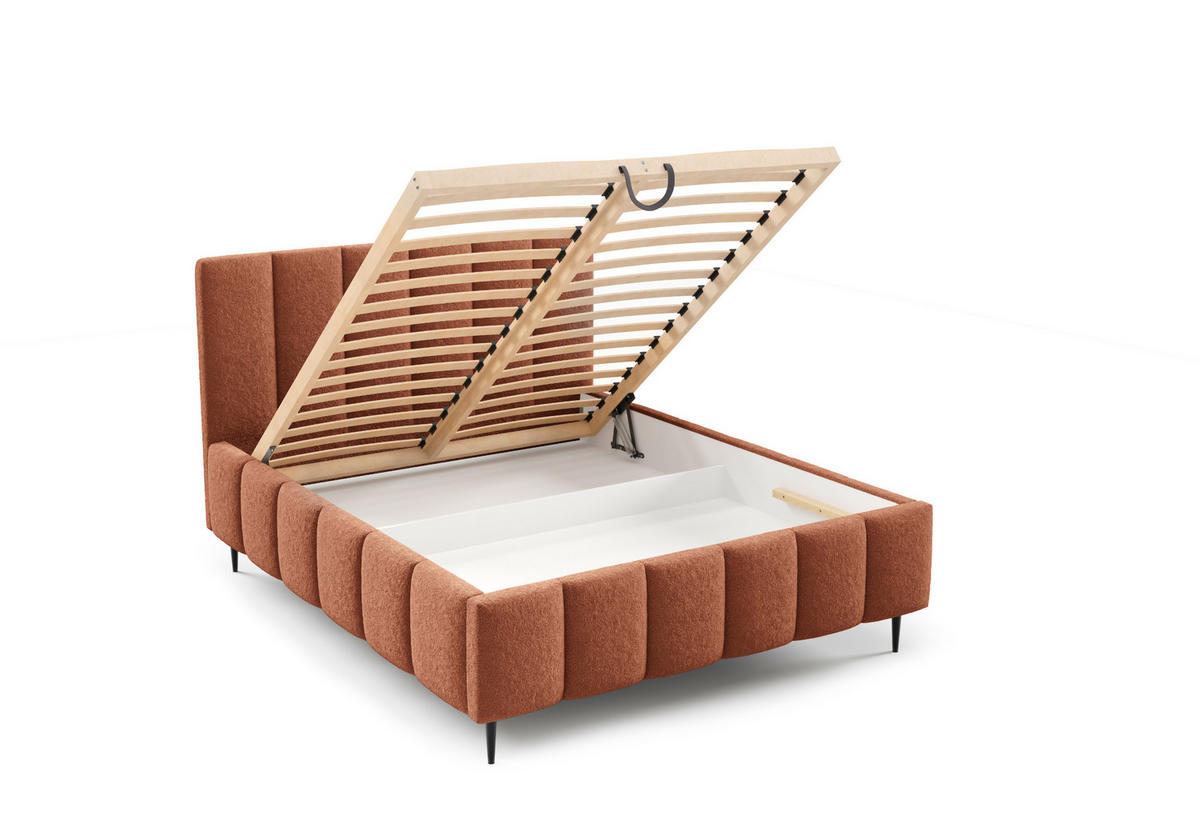 POLSTERBETT mit Bettkasten 180x200 cm in Orange - Orange, Metall (180/200cm) - Home Collective