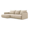 ECKSOFA mit Schlaffunktion Samt Stoff Beige - Beige/Creme, Kunststoff/Textil (148/240cm) - Makamii