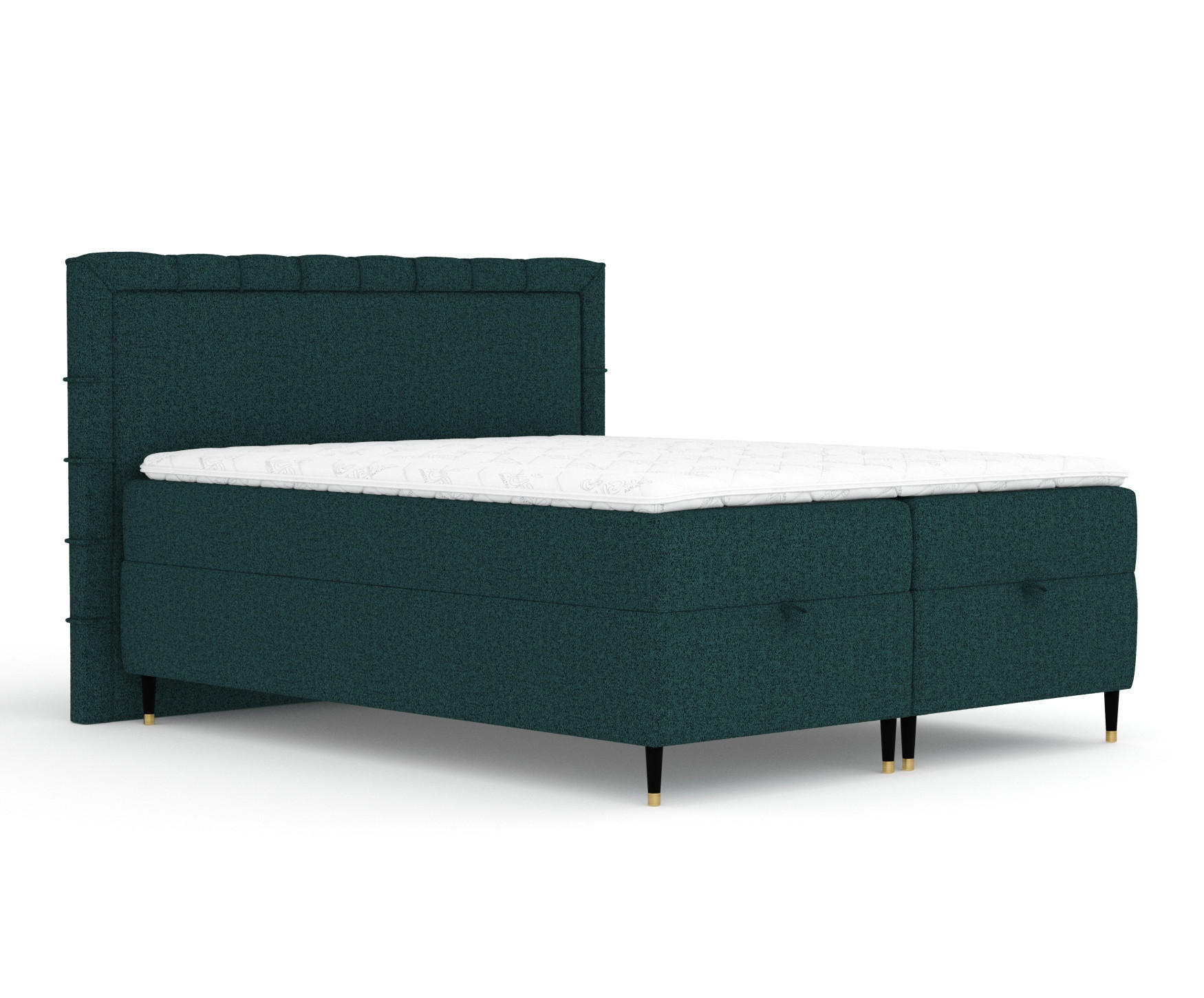 BOXBETT Voyage Grün 180/200 cm mit Matratze und Topper - Schwarz/Grün, Holz/Holzwerkstoff (180/200cm) - Maison de Reve