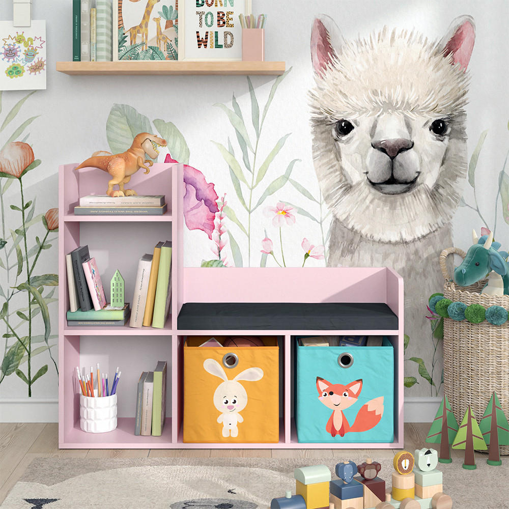 KINDERREGAL Luigi Rosa 107.2 x 88.6 cm mit 2 Faltboxen (bunt) - Pink, Holzwerkstoff (107.2/88.6/30.9cm) - Vicco