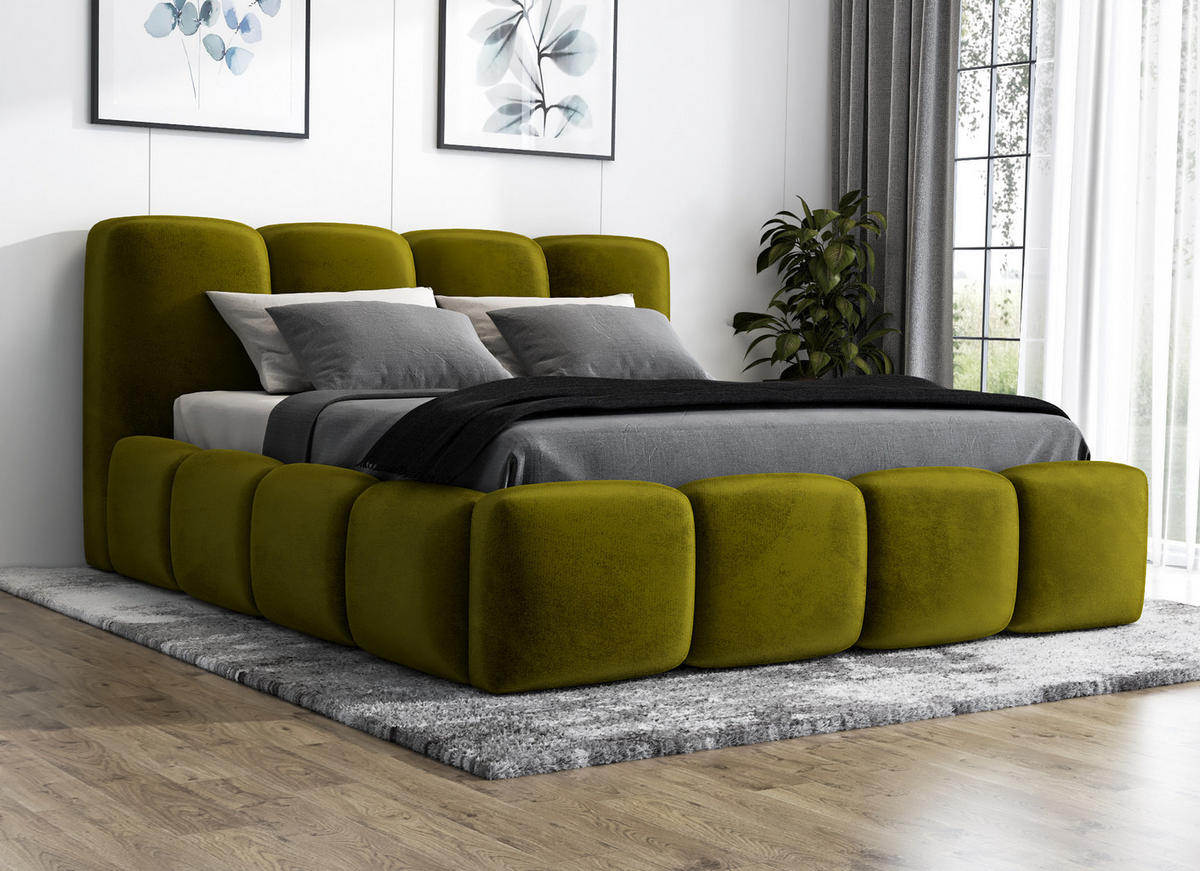 POLSTERBETT DONA 120x200 Olivgrün - Olivgrün, Textil (120/200cm) - A&J MöbelLand