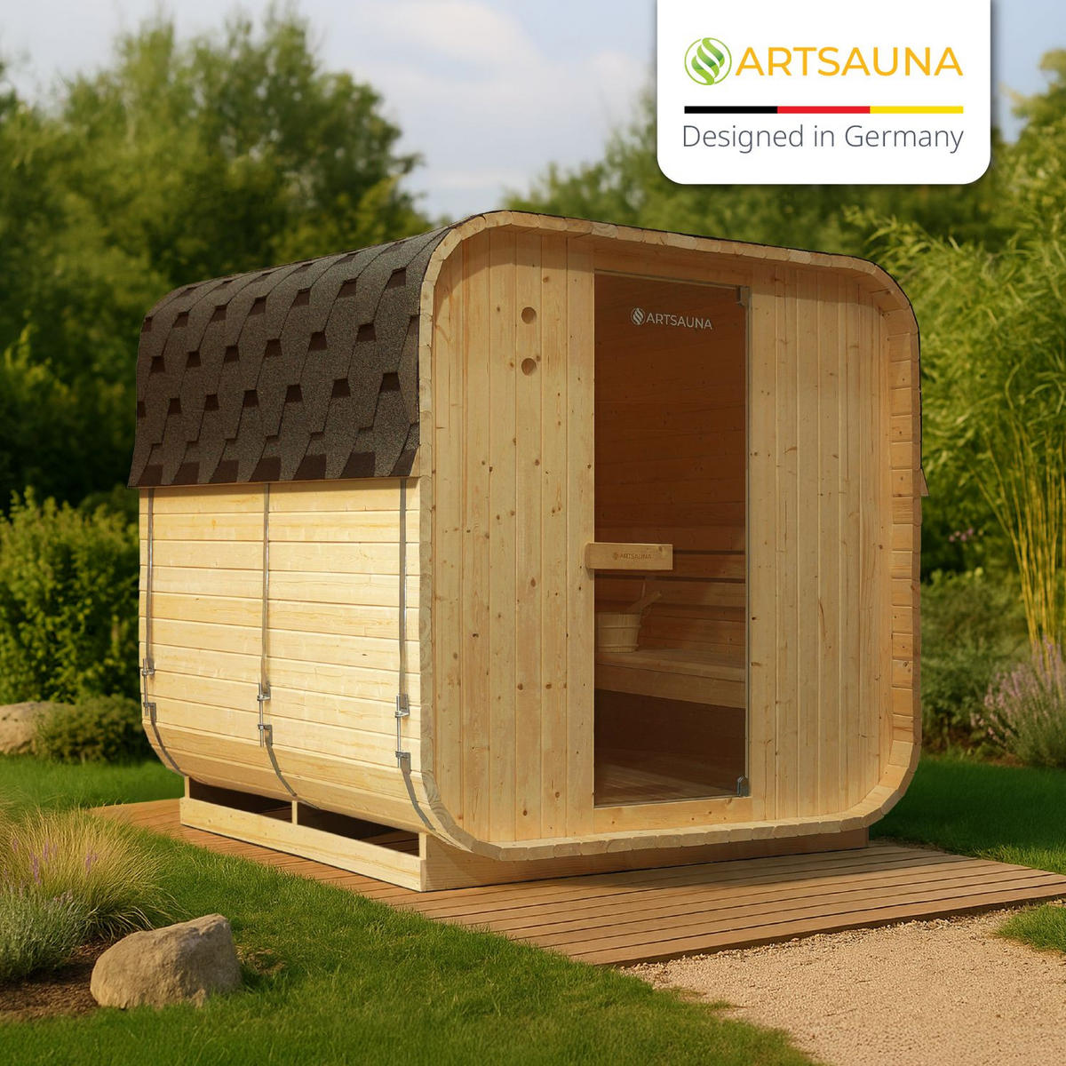 FASSSAUNA Nolvik XL inkl. Zubehör-Set - Naturfarben, Holz (185/194/220cm) - Artsauna
