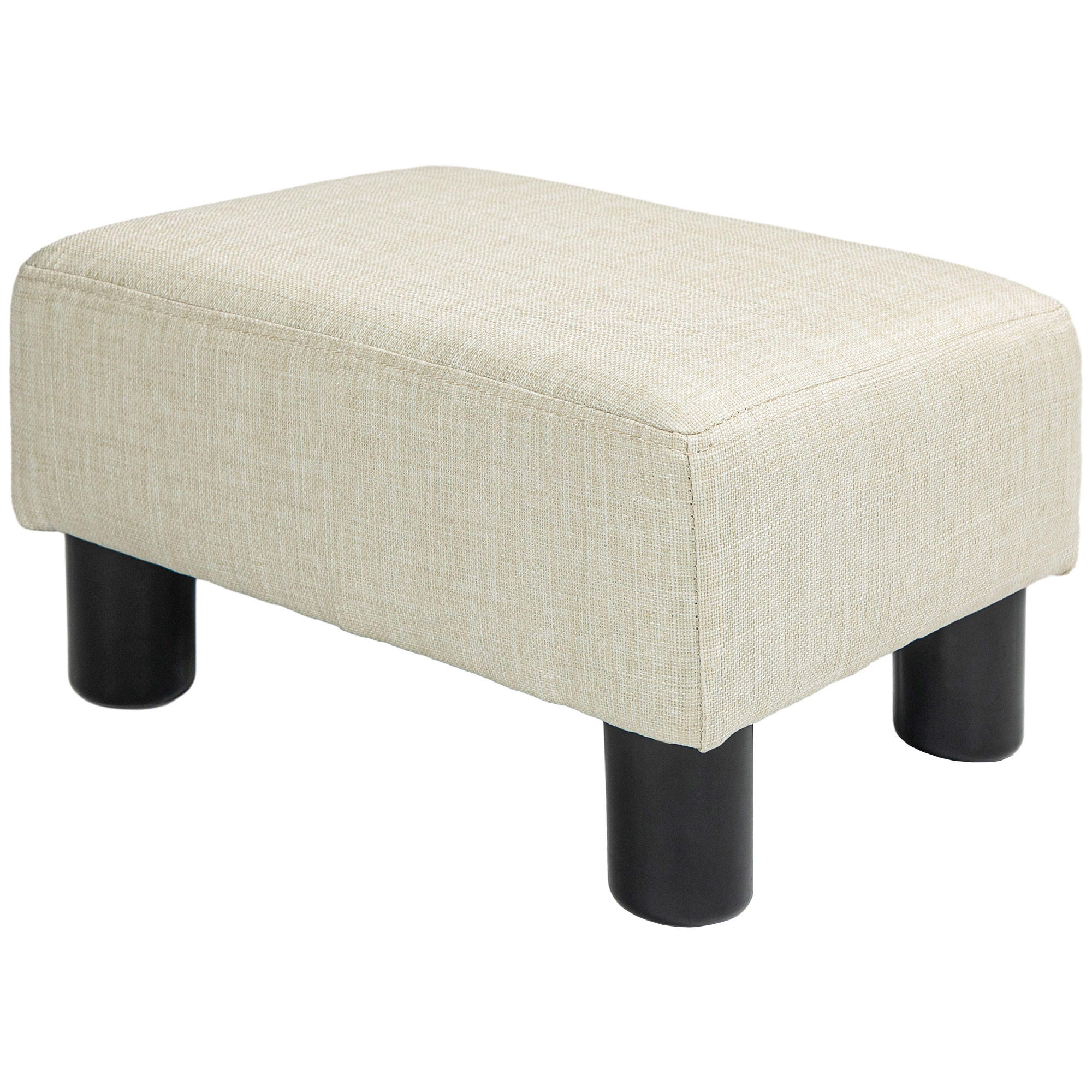 POUF DE-16425 gepolstert mit Leinenbezug Beige - Beige, Textil (30/24/40cm) - ComfortXL
