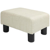 POUF DE-16425 gepolstert mit Leinenbezug Beige - Beige, Textil (30/24/40cm) - ComfortXL