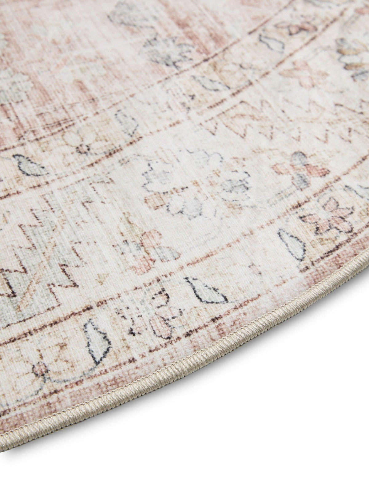 VINTAGE-TEPPICH George waschbar ø 160 cm rund - Rosa, Kunststoff (160/160cm) - benuta