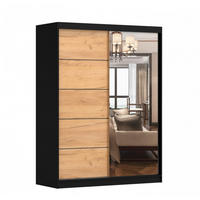 SCHIEBETÜRENSCHRANK - Beni 05 Craft (Schwarz + Craft gold) - Eichefarben/Schwarz, Holzwerkstoff/Metall (150/200/61cm) - Möblo