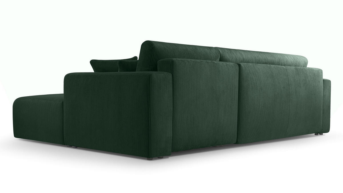 ECKSOFA L Form Catea Dunkelgrün 279/145/84 cm Rechts mit Schlaffunktion - Schwarz/Grün, Kunststoff/Textil (279/145cm) - AX Living