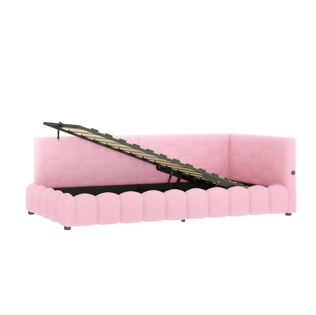 POLSTERBETT 90/200 cm Rosa aus Vliesimitat mit Stauraum - Rosa, Textil (90/200cm) - OKMYHOME