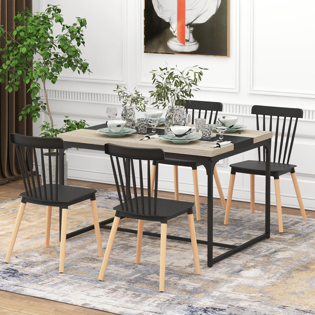 ESSZIMMERSTÜHLE 4er-Set DE-13237 Skandinavisch mit hoher Rückenlehne Schwarz - Schwarz, Kunststoff (52.5/83/48cm) - ComfortXL