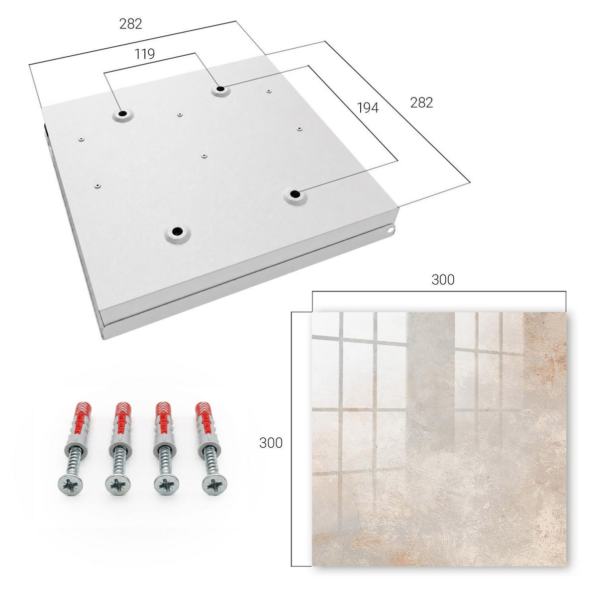 SCHLÜSSELBOX Weiß 30x30 cm – Türöffnung nach rechts - Rustikale Eleganz - Beige, Metall (30/30/5cm) - TULUP