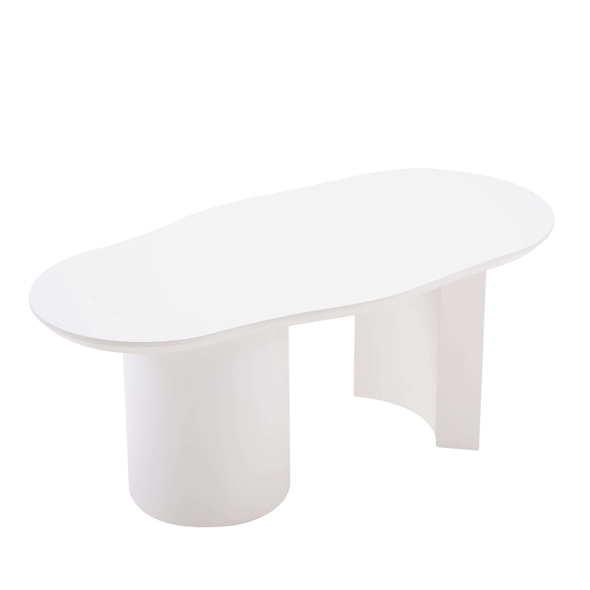 COUCHTISCH DE-37145 unregelmäßige Form mit lackierter Oberfläche Weiß - Weiß, Holzwerkstoff (100/50/40.5cm) - ComfortXL