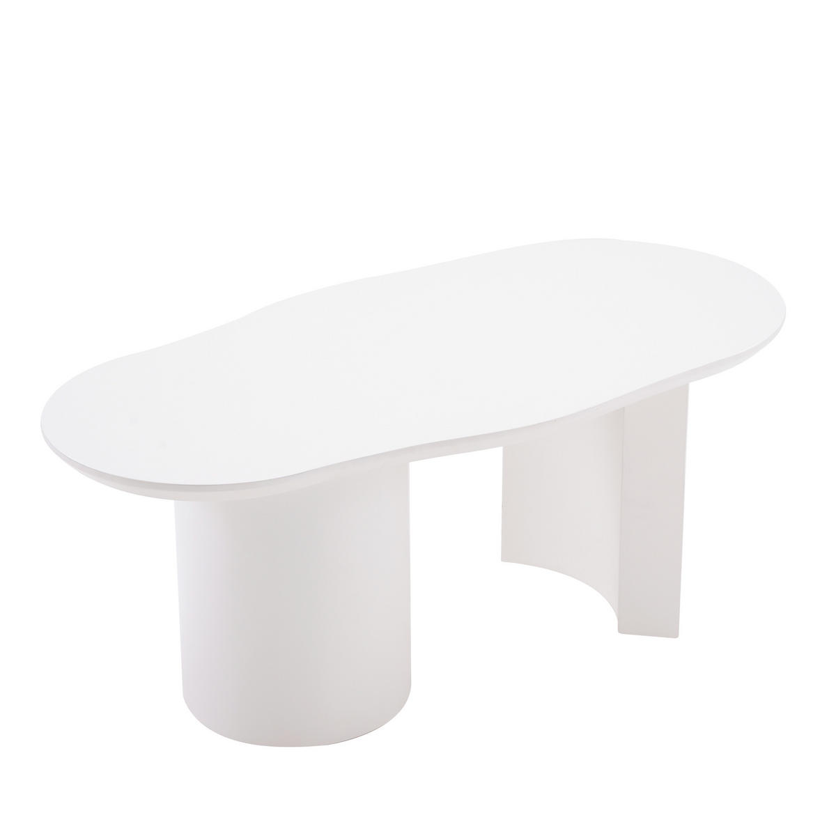 COUCHTISCH Weiß unregelmäßige Form lackiert 100/50/40,5 cm - Weiß, Holzwerkstoff (50/100/40.5cm) - PANGIVO