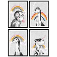 POSTER Set mit 4 Dinosaurios arociris A3 Schwarzer Rahmen - Schwarz, Papier (29.7/3cm) - Nacnic