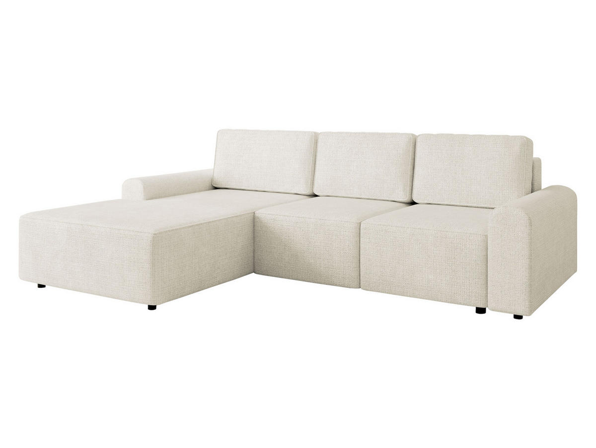 ECKSOFA Bella L, Seite: Links - Creme/Schwarz, Holz/Kunststoff (258/168cm) - MIRJAN24