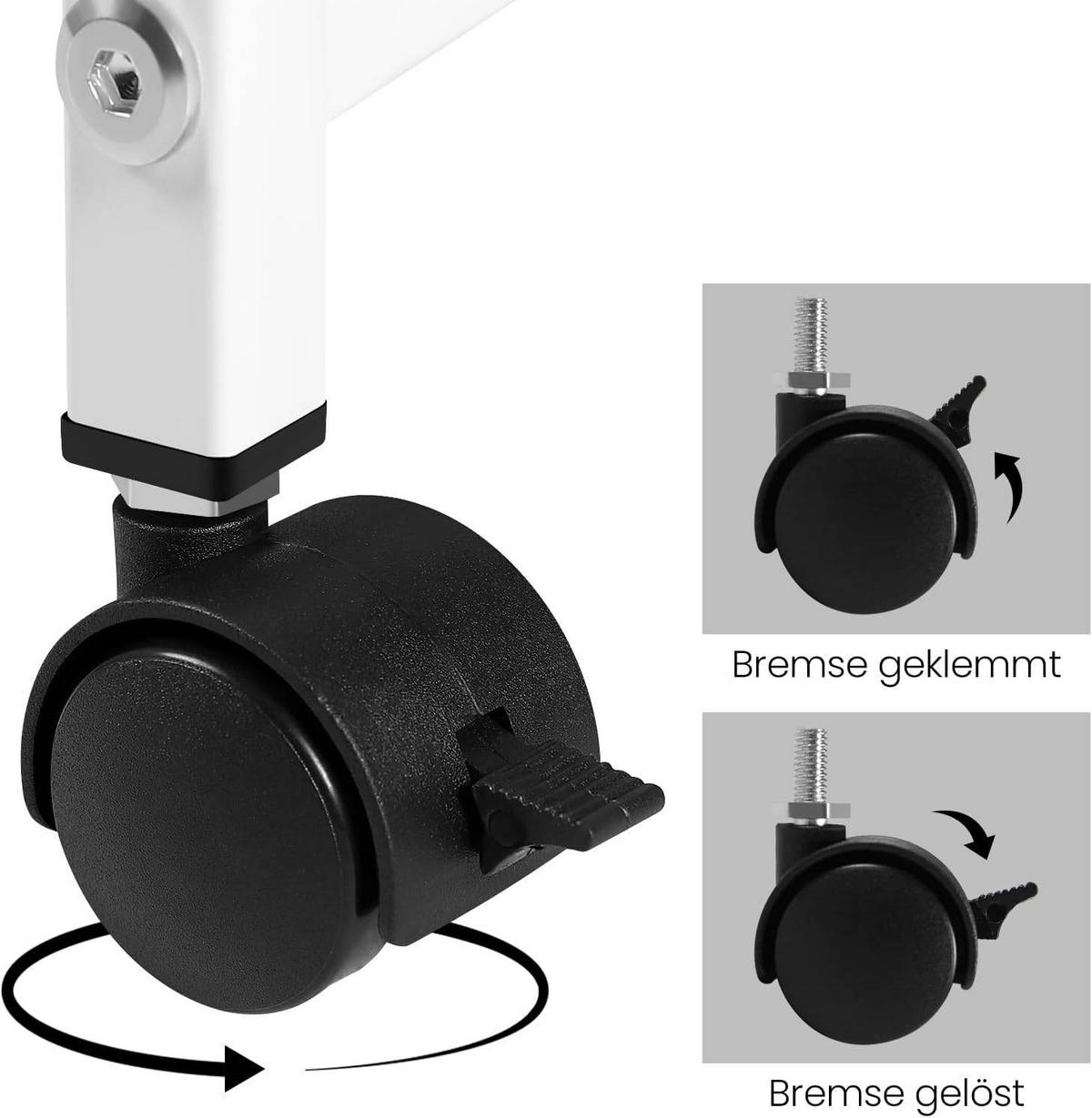 BEISTELLTISCH, mit Rollen, 3 Ablagen 1 abnehmbares Tablett - Hellbraun/Schwarz, Holzwerkstoff/Metall (28.5/41.5/51.5cm) - Woltu