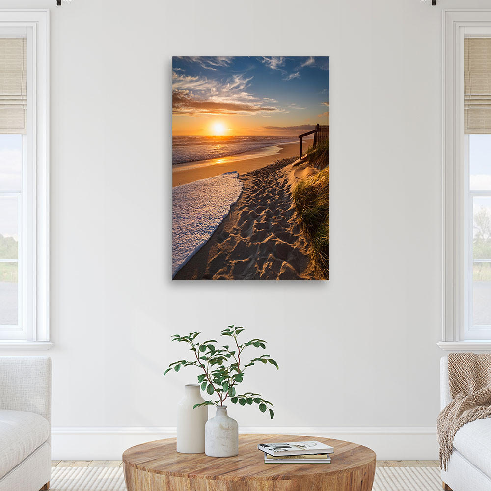 WANDBILD sonnenuntergang auf der strandlandschaft - Orange, Textil (80/120cm) - Feeby