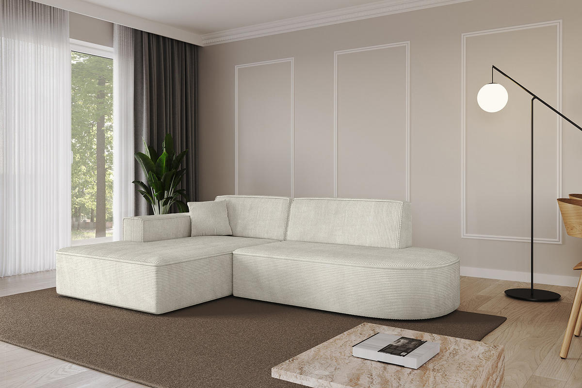 ECKSOFA Ottomane Links IREA-L1-v4 - 234x171x79 cm Hellgrau - Ecru, Holzwerkstoff/Textil (234/171cm) - ALTDECOR