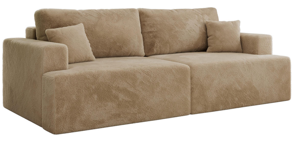 4-SITZER SOFA VIRELLA Beige Plüsch - Beige/Schwarz, Textil (240/88/115cm) - MKS