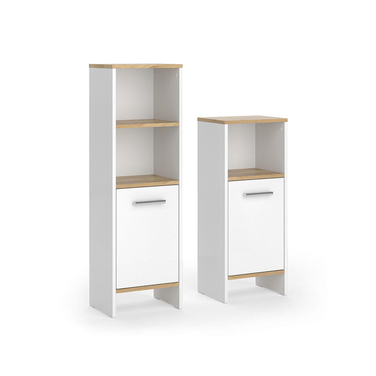 SESTAVA KOUPELNOVÉHO NÁBYTKU Karli Bílý/zlatý dub - bílá/medově dubová, kompozitní dřevo (33.8/108.2/26.3cm) - Vicco