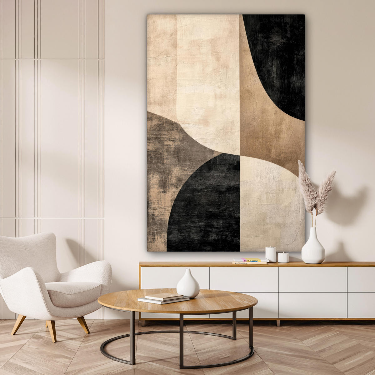 SLIKA NA PLATNU Apstraktne površine 90x140 cm - bež, tekstil (90/140cm) - MuchoWow