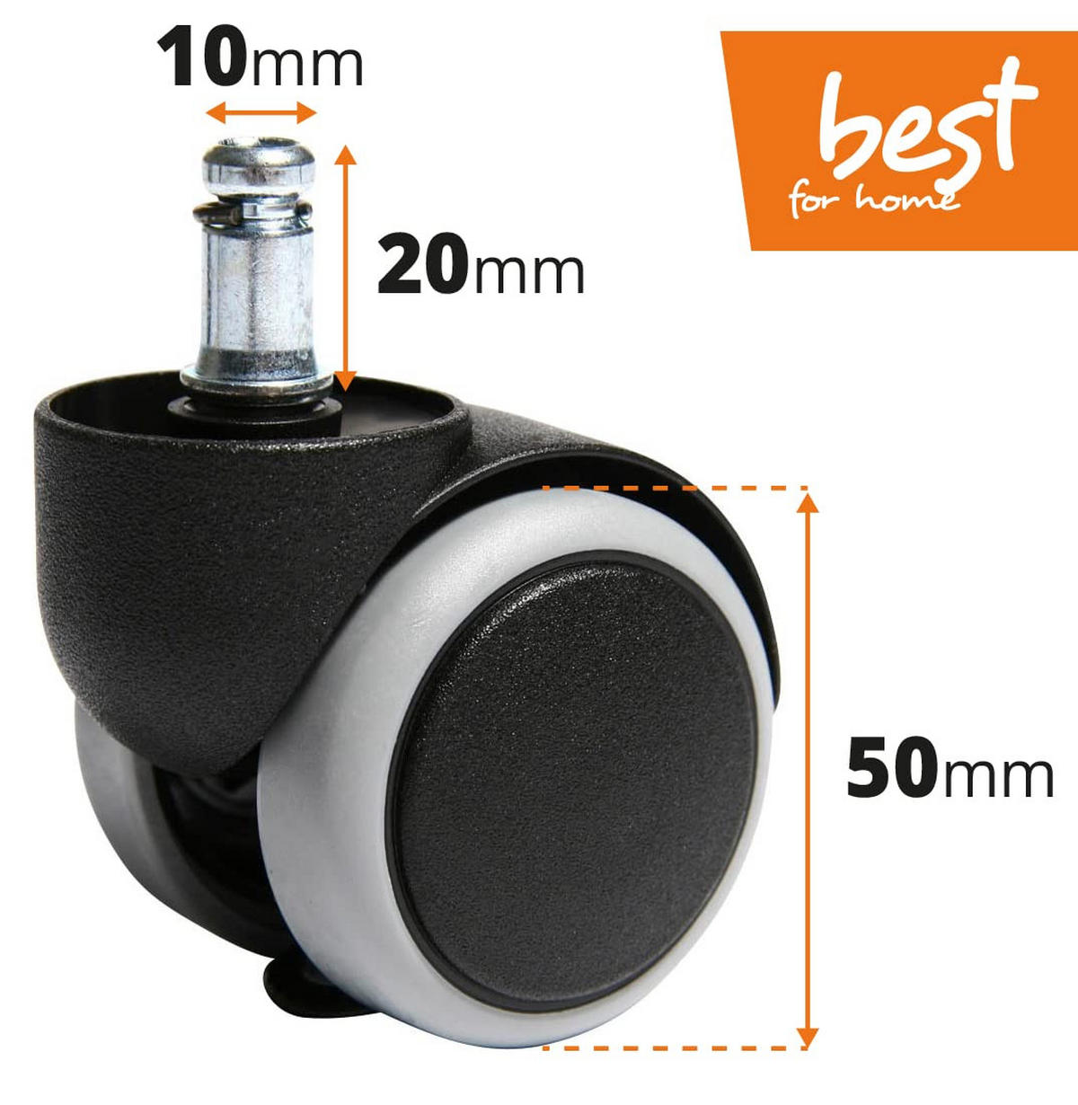 ROLLEN – universeller Ersatz für Stühle, geeignet für harte Böden wie Parkett und Fliesen - Schwarz, Textil (5/8/5cm) - Best For Home