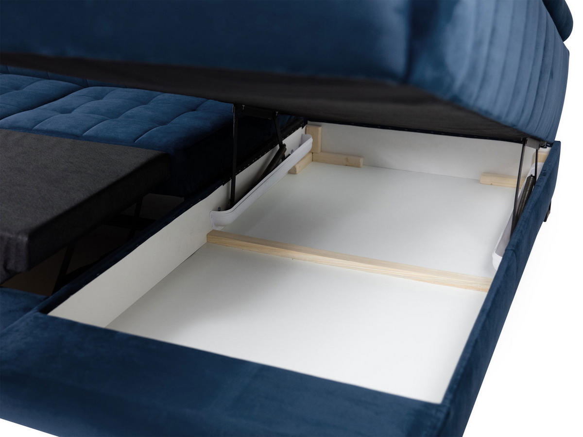 ECKSOFA Laris Premium, Seite: Links - Türkis/Schwarz, Holz/Textil (271/203cm) - MIRJAN24