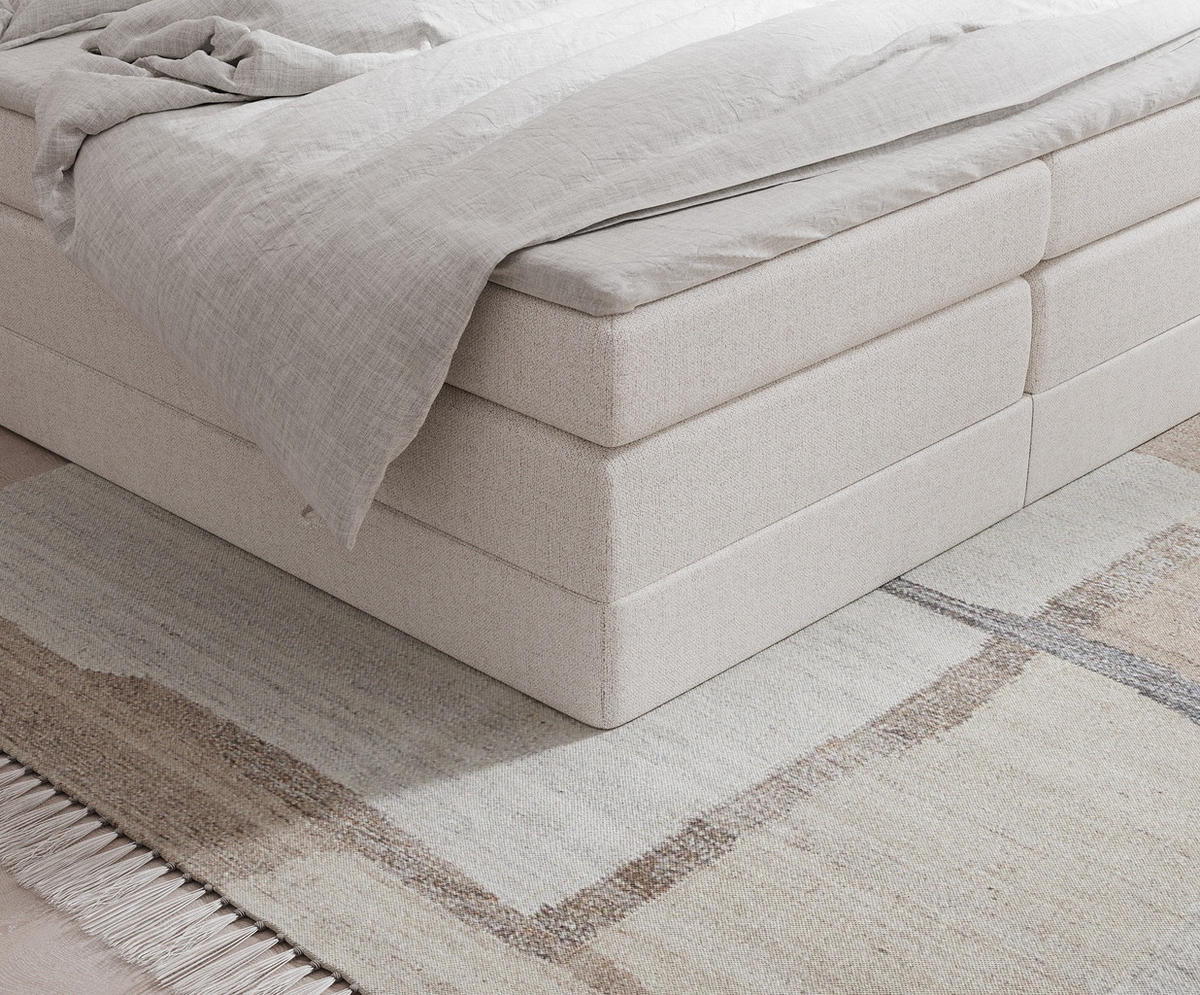 BOXSPRINGBETT Juniper Beige 200/200 cm - Beige/Schwarz, Holz/Holzwerkstoff (200/200cm) - Maison de Reve