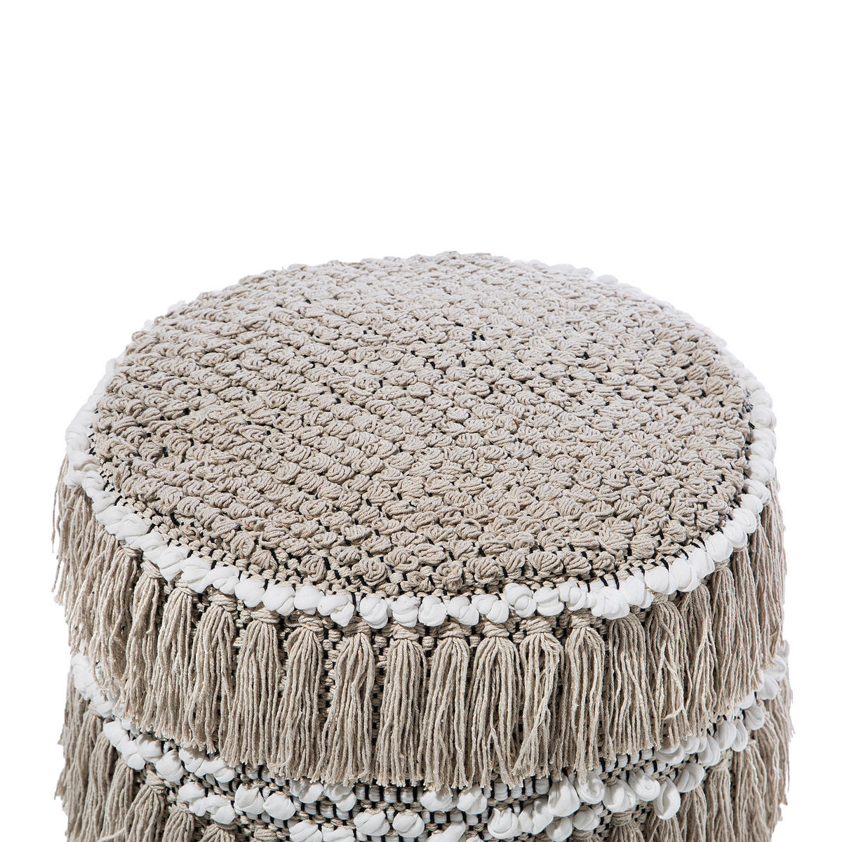 POUF Noida 44/44/43 cm - Beige, Naturmaterialien/Textil (44/43/44cm) - Beliani